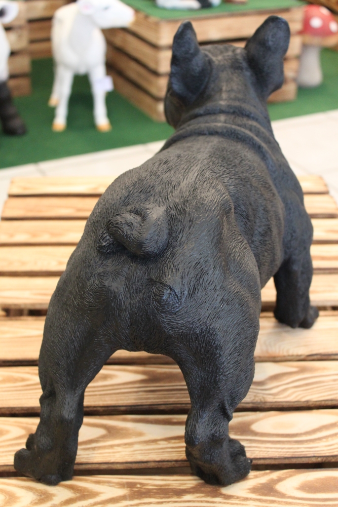 Französische Bulldogge Deko Hundefigur Siggi L mit Brille Deko Bulldogge  schwarz