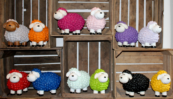Lustige Tierdeko Schaf bunt versch. Farben auswählbar Garten Deko Tierfigur, Fachhandel Plus